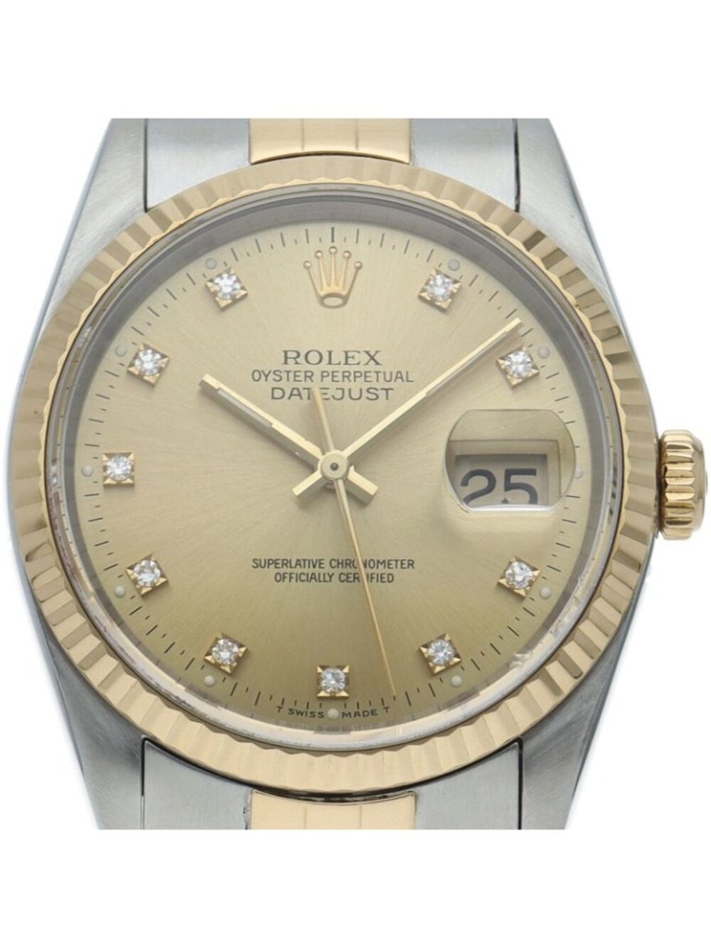Rolex Datejust Watch Diamond OH Finished 18k Yellow Gold SS Champagne